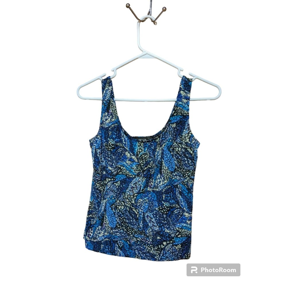 Alex Evening Metallic BLue Paisley  Womans Tank Size MP. Beautiful